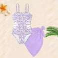 thumbnail image 4 of ZHANGDER Girls Swimsuit Adjustable Straps Cut Out One Piece Bathing Suit with Solid Color Cover Up Skirt Girls' Swimwear, Purple 13-14 Years, 4 of 7