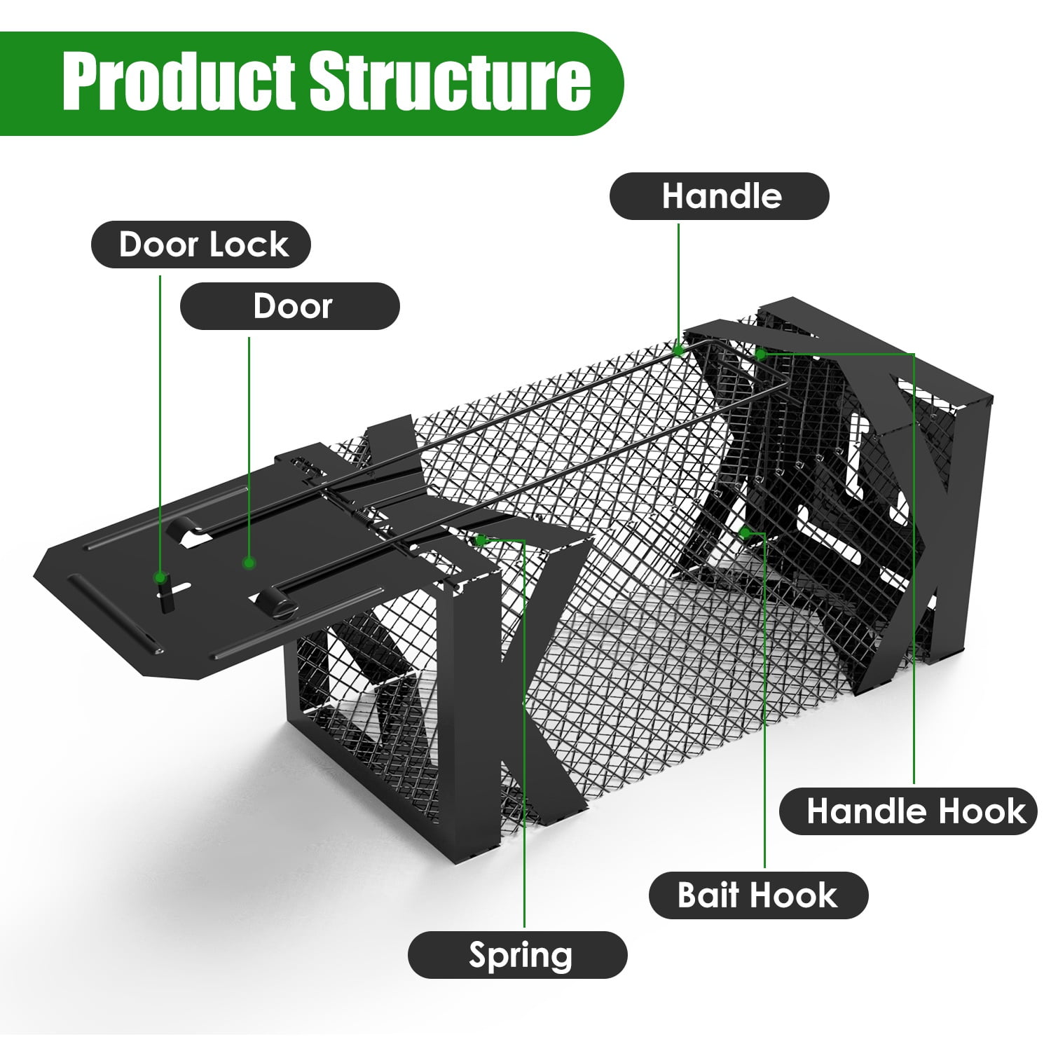 Humane Mouse Trap Cage Non Lethal Live Catch Rodent Trap Heavy Duty Metal Reusable Mouse Catcher for Mice Voles Hamsters Indoor Outdoor Pest Control Easy Release Pet Safe Home Garage Garden