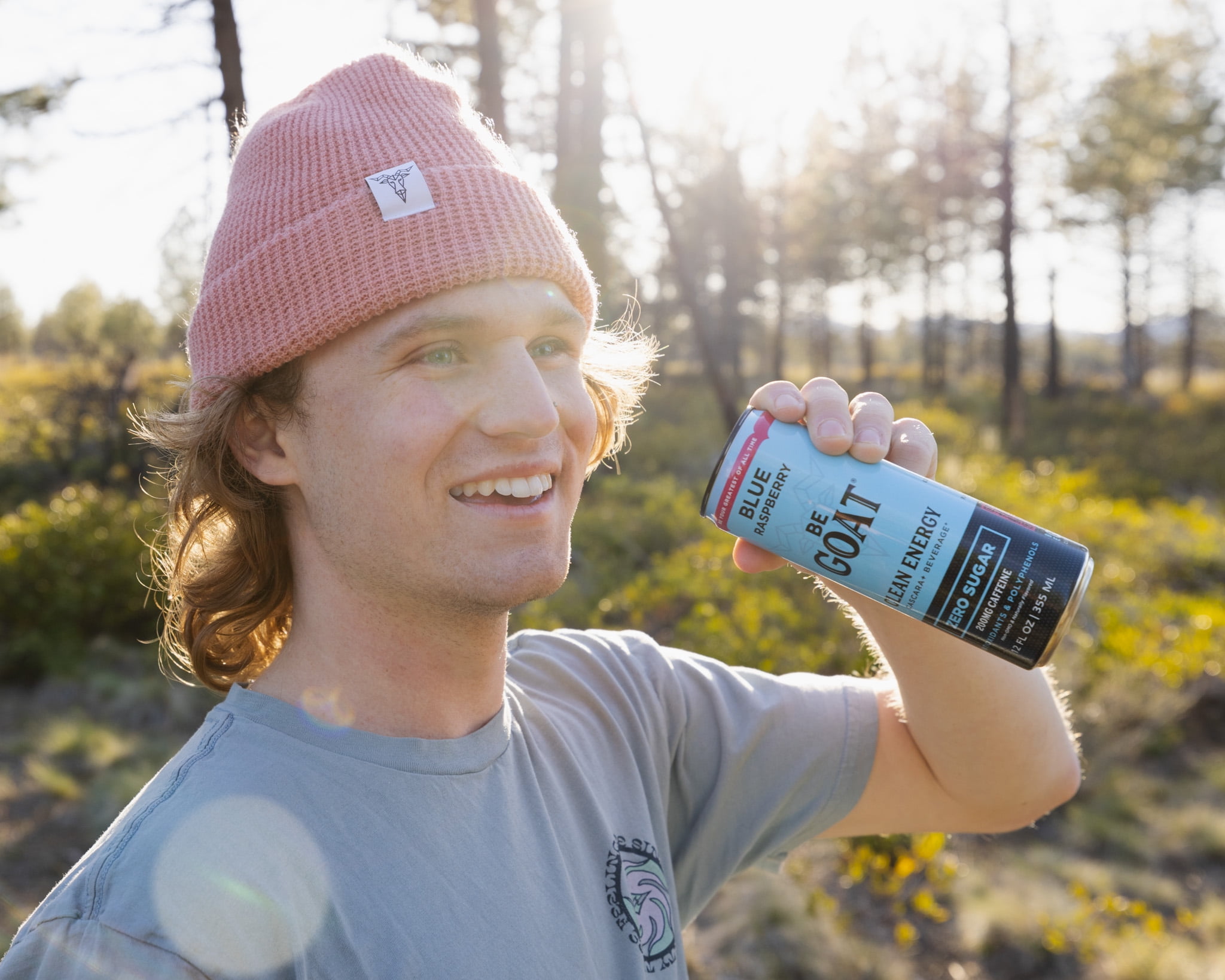 BeGOAT Blue Raspberry Zero Sugar Clean Energy Drink, 12 oz can (12 Pack)