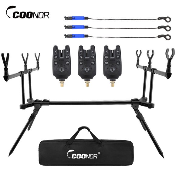 COONOR Swinger set,3 Bait Set Pole Pod Stand Adjustable With 3 Bite Alarms 3 Bait Stand With 3 Rod Stand Pole Carp Rod Pod Stand With Huiop Buzhi
