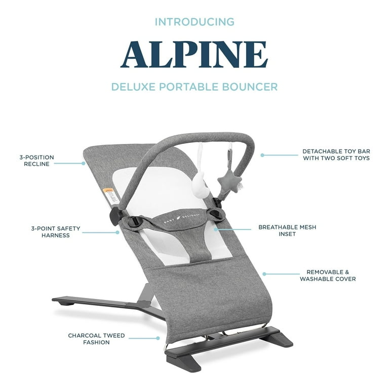 Baby Delight Alpine Portable Baby Bouncer, Charcoal Tweed photo 8