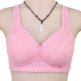 thumbnail image 2 of Ramiter Plus Size Lingerie Women's Microfiber Lace Underwire Plunge Bra 44,Pink, 2 of 4