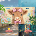 thumbnail image 2 of 1 Pcs 2D Flat License Plate Covers & Frames, A Calf with Pink For Decorative Front, Waterproof For Decoration Aluminum License Plate Covers & Frames Cover For Men Women, 12" X 6", 2 of 2