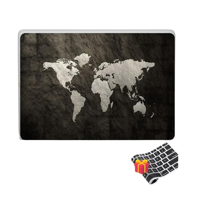 Funda izÜg Carcasa MacBook Air 13 pulgadas A2337 M1 A2179 A1932 Mapa Negro Satén bordado