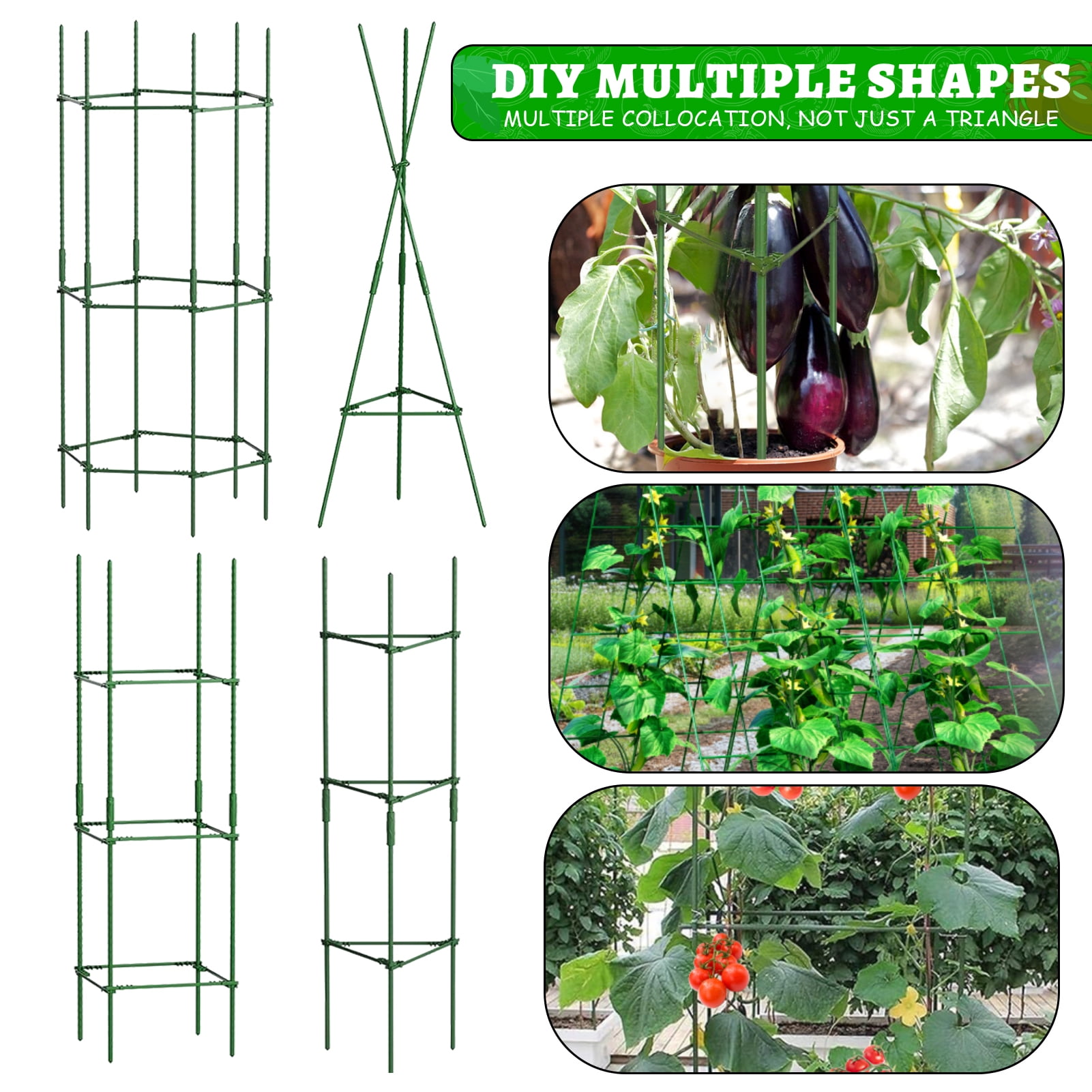 Remiawy Tomato Cages for Potted Plants, 3 Pack Adjustable Tall Up to 48" Tomato Trellis Plant Support Stake Cage with Plant Ties for Raised Garden Bed Outdoor Climbing Plants Vegetables Flowers