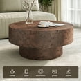 thumbnail image 2 of Gelloan 31.5" Round Coffee Table, Modern Drum Burl Coffee Tables for Living Room 31.5" Mid Century Wooden Pedestal Circle Accent Small Center Apartment Easy Assembly,Burl Walnut, 2 of 6