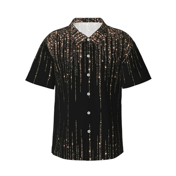 Golden Flash Hawaiian Shirts For Men, Summer Short-Sleeve Relaxed-Fit Button-Down Shirts Small