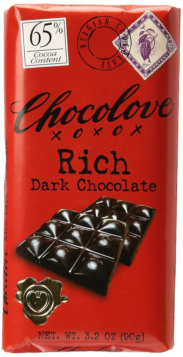 Chocolove Xoxox Premium Chocolate Bar Dark Chocolate Rich 3.2 Oz (2 Pack)
