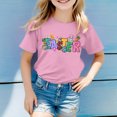 thumbnail image 2 of Toddler Girls Easter Bunny Graphic Cotton Round Neck Tee Short Sleeve Comfortable Spring Summer Casual Wear for Kids Daily Funny Outfits Pink 4-5 Years, 2 of 5