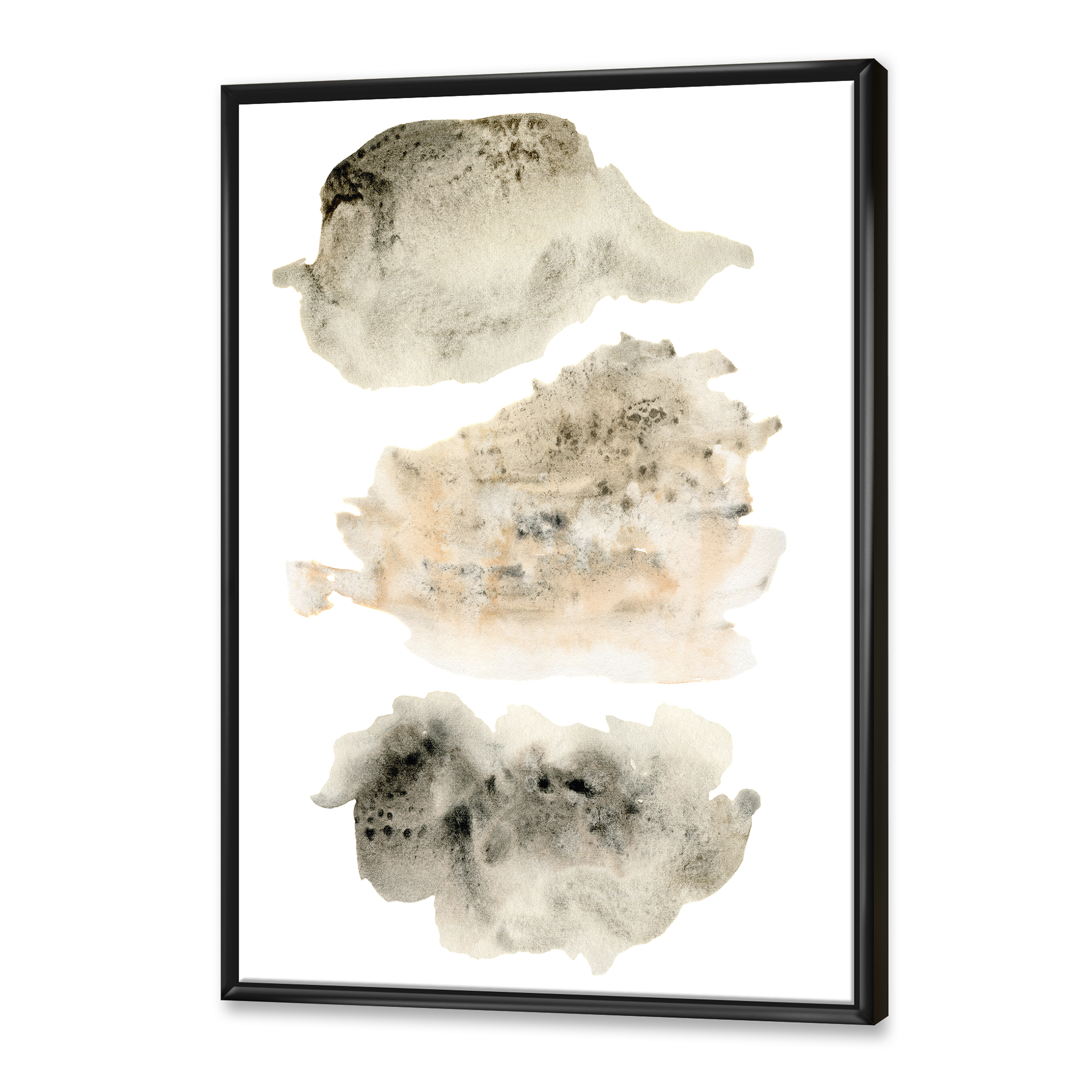 Designart 'Golden Beige and Grey Clouds I' Modern Framed Canvas Wall Art Print