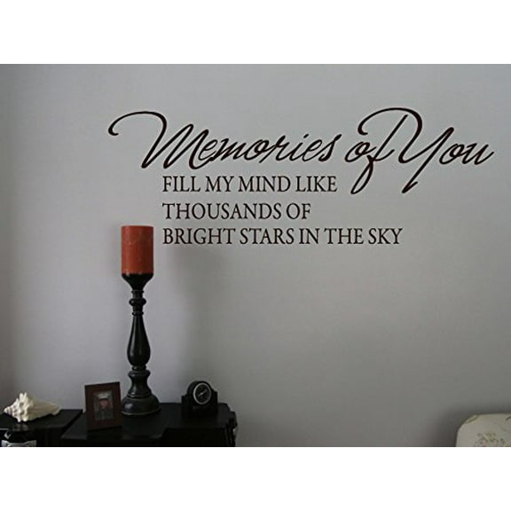 Memories Like Thousands of Stars Wall Vinyl Memorial Sticker Lettering Decal, 23x8-Inch, Chocolate Brown