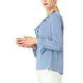 thumbnail image 5 of INSPIRE CHIC Women's Ruffle Blouse Wear-to-Work Elegant V Neck Long Sleeve Dressy Top XL Gray-Blue, 5 of 9