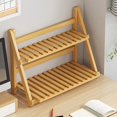 thumbnail image 1 of Colaxi Bamboo Plant Stand Desktop Organizer Flower Stand Practical Decorative 2 Tier Pot Display Rack Plant Shelf for Indoor Outdoor Light Brown 30cm, 1 of 8