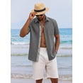 thumbnail image 4 of RICHCOIN Men's Button Down Shirts Short Sleeve Casual Summer Beach Vacation Wedding Shirt with Pocket, 4 of 7
