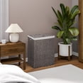 thumbnail image 2 of Seville Classics Handwoven Lidded Removable Washable Canvas Liner Portable Laundry Hamper Bin, Gray, 2 of 10