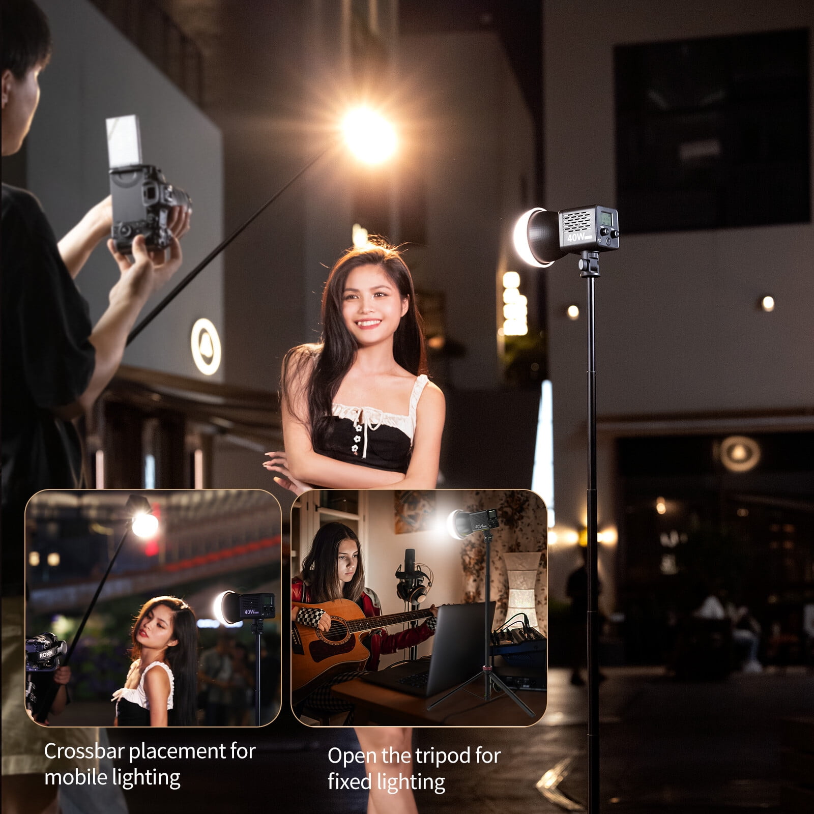 Ulanzi MT-79 Extendable Tripod Light Stand with 1/4" Screw, Adjustable 180° Aluminum Tripod for DSLR Cameras, Smartphones, Action Cameras, and LED Fill Lights, Portable 39–207cm Stand