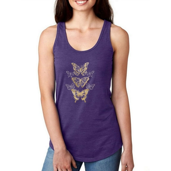 Gold Butterflies Racerback Tank Women -June Erica Vess Designs, Female x-Large