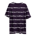 thumbnail image 6 of ITSAME Womens Plus Size Tops, Crewneck Short Sleeve Striped Print Summer Casual Fashion Blouses Purple Size 4XL, 6 of 6