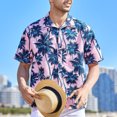 thumbnail image 1 of Button Front Hawaii Shirt,Men Short Sleeve Shirt Summer Short Sleeve Button Front Shirt Coconut Printed Shirt Elevated Design, 1 of 8