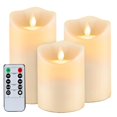 thumbnail image 1 of TETOU 3pcs LED Flameless Candles Battery Candles Fake Plastic Pillar Candles with Remote Control Ivory White, 1 of 6