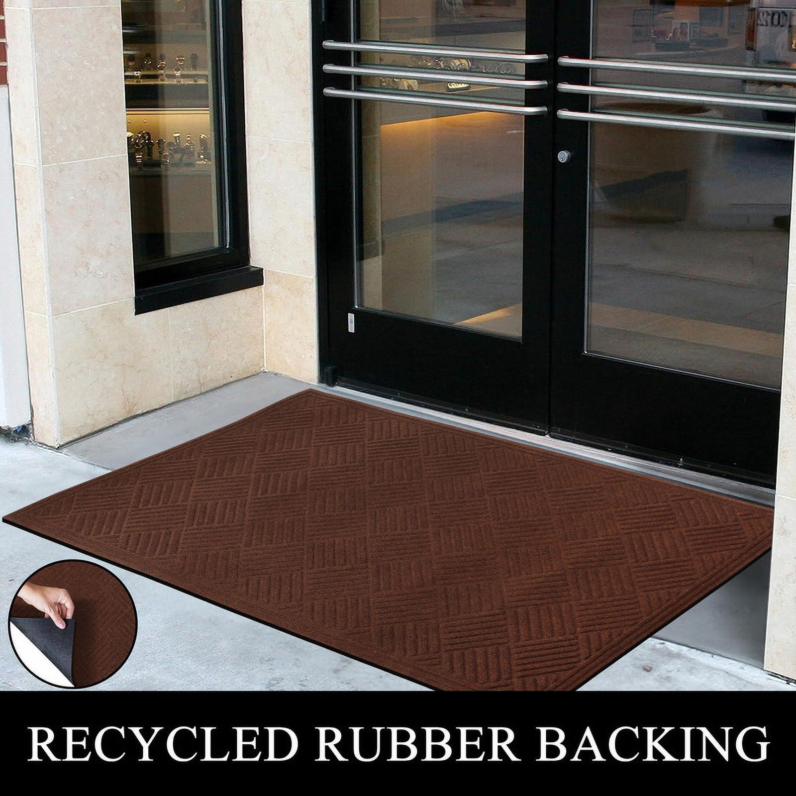 A1HC New Durable and Versatile Polypropylene Rubber Door Mat All Weather Inside Outside Door Mat Easy to Maintain for Entrance Back Doors, Patio, Garage 36" x 60"