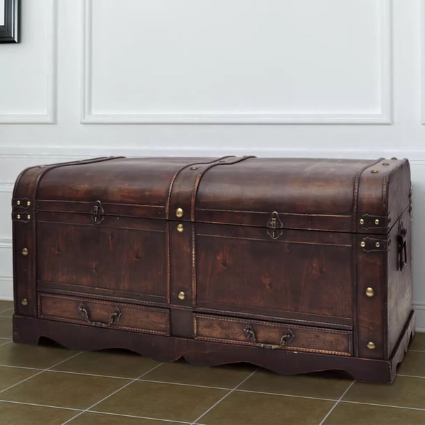 Coffee Table With Storage Wooden Treasure Chest Large Vintage Trunk Antique Box Walmart Com Walmart Com