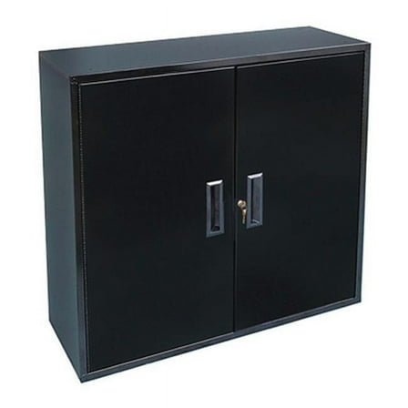 Craftline Two Door Metal Storage Utility Cabinet with Keyed Lock  Black