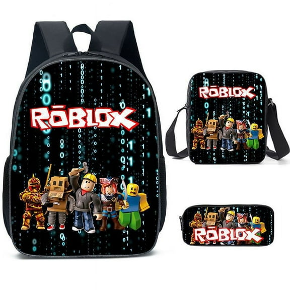 Lightweight Travel Backpack3-Piece Backpack Set:Bag   Lunch Bag   Pencil Case Roblox Cute 3D Cartoon Theme Waterproof Backpack,