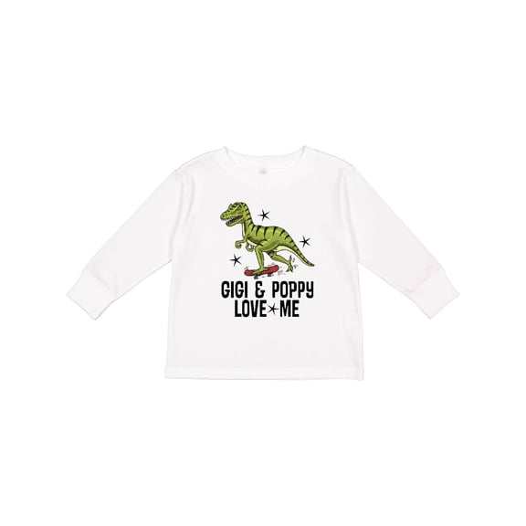 Inktastic Gigi and Poppy Love Me Dinosaur Boys Long Sleeve Toddler T-Shirt