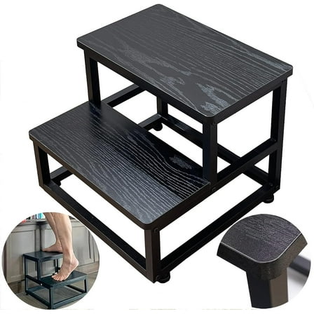 Wooden Bedside Step Stools for Adults Kids, Wood Step Stool for High Bed, Heavy