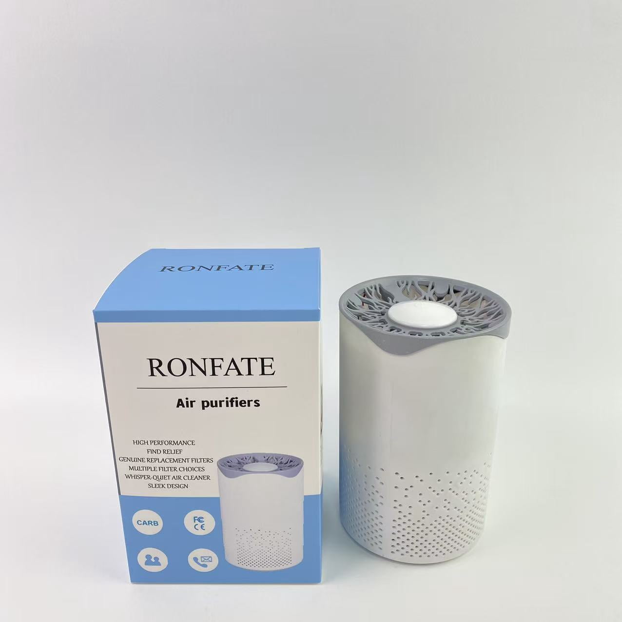 RONFATE Air purifiers, Home air purifier with H13 True HEPA filter, 3-speed compact air purifier, timer, white