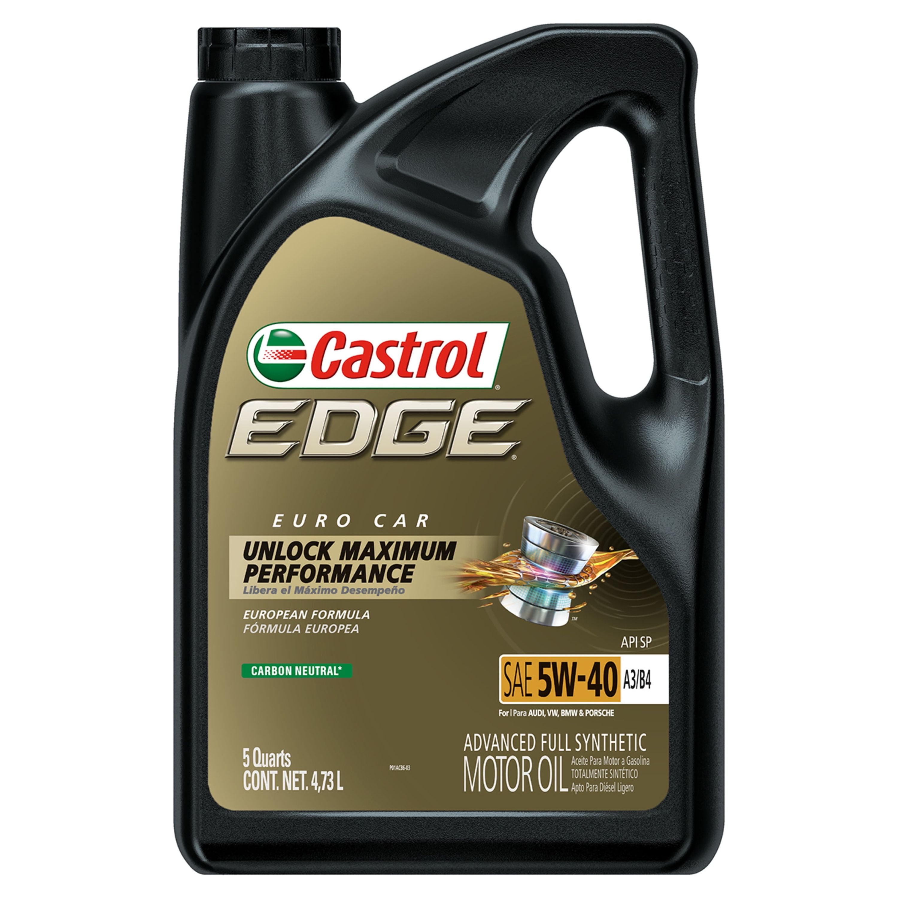Castrol EDGE Euro 5W-40 A3/B4 Advanced Full Synthetic Motor Oil, 5