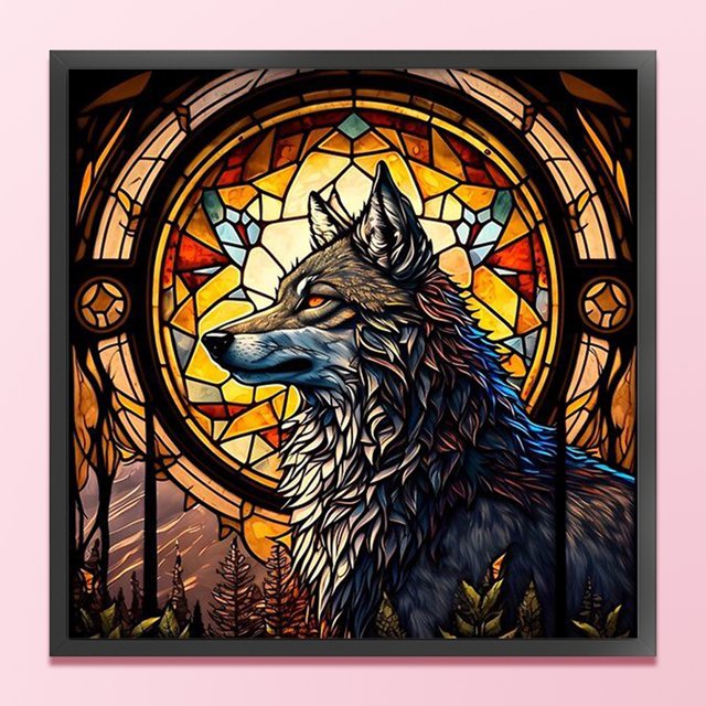 Cuadros Decorativos Kit de punto de cruz de lobo impreso de 11 quilates de algodón ecológico completo con hilo de bordado Obra de arte Wdftyju embutido en tela