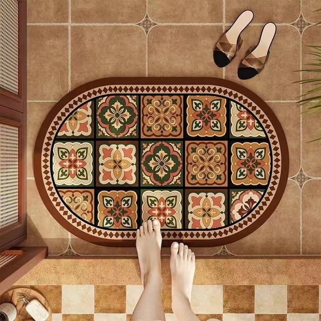 Tapete de baño Diatomite - Esterilla absorbente de 40x60cm con respaldo antideslizante para baño y ducha - Alfombra de microfibra de secado rápido en blanco o negro