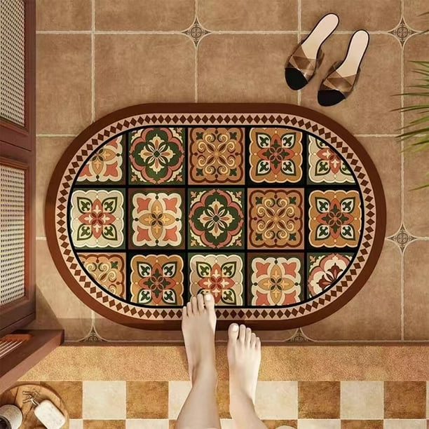Tapete de baño Diatomite - Esterilla absorbente de 40x60cm con respaldo antideslizante para baño y ducha - Alfombra de microfibra de secado rápido en blanco o negro