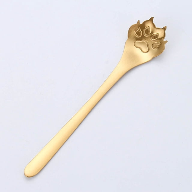 UNLLLL Linda cuchara de café de acero inoxidable 304, cuchara para revolver té, cuchara para taza, cuchara con garra de perro, taza ahuecada, para comida, postres, sopa