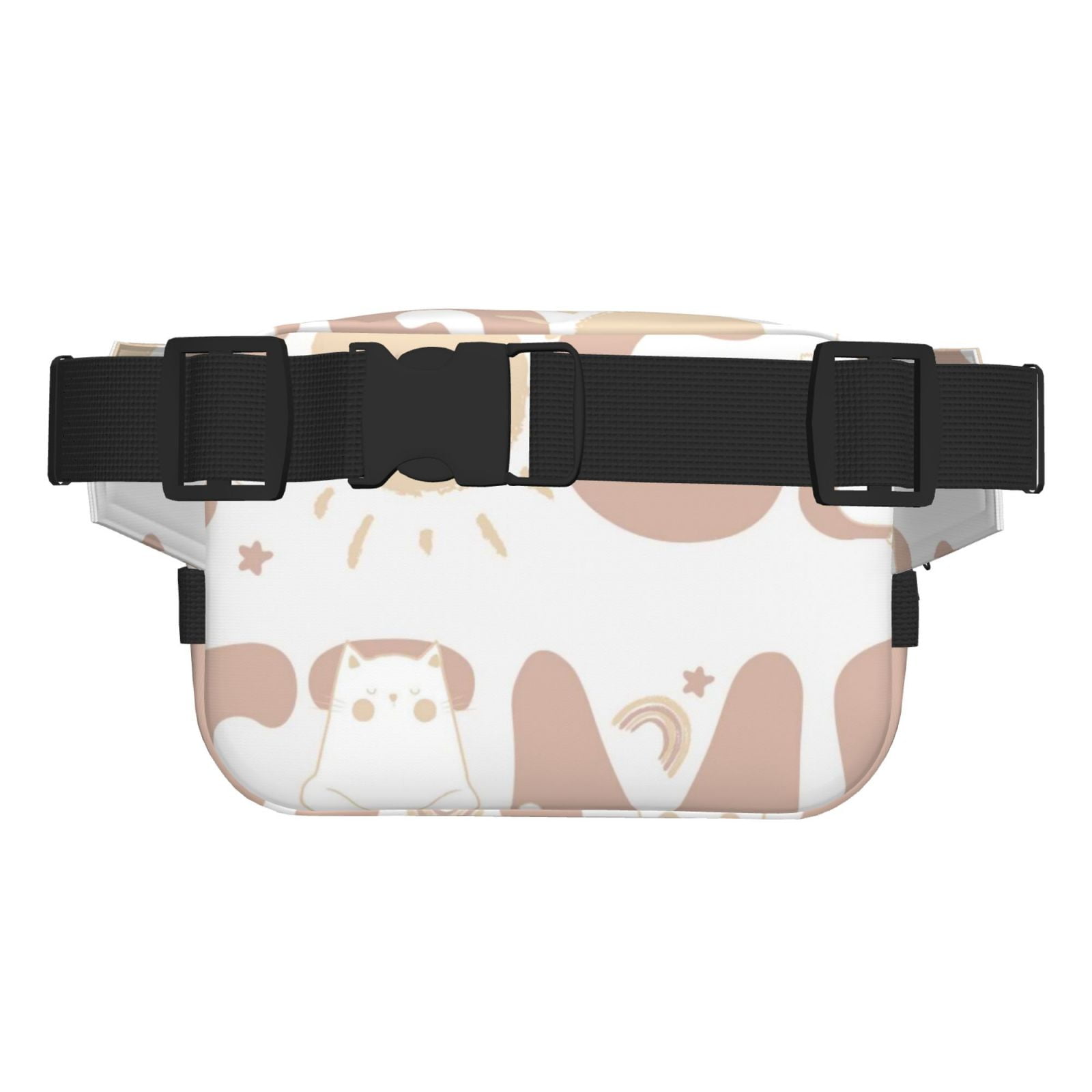 Picia Cat Yoga Time Print Square Double-Layer Waist Bag Mini Adjustable Waist Belt Bag Exercise Running Travel Hiking