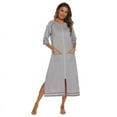 thumbnail image 2 of Eternatastic Womens Zipper Robe Half Sleeves Loungewear Dress Full Length Sleepwear Pockets Housecoat Nightgown Long Bathrobe, 2 of 5