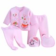 thumbnail image 3 of Toddler Baby Girl Clothes for Women Set 5PCS Girl Cartoon Outfits Boy +Bib Long Tops+Hat+Pants Baby Sleeve Outfit Set, 3 of 3