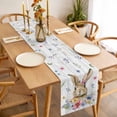 thumbnail image 3 of Table Runner 72 Inches Long for Kitchen Dining, Bunny Easter Dresser Scarf Farmhouse, Dining Table Decorations for Wedding/Parties, Spring Floral Pastoral Wooden 18 x 72 In, 3 of 8