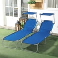 thumbnail image 2 of Outsunny 2 Pcs Chaise Longue d'Extérieur, Chaise Longue Pliante Réglable, Bleu, 2 of 10