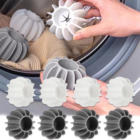 Triani 8Pcs Reusable Laundry Balls Laundry Scrubbing Silicone Dryer Balls Fabrics Reduce Wrinkles Silicone Tidy Clothes Anti Winding Washer Balls(White Grey)