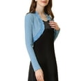thumbnail image 4 of INSPIRE CHIC Women's Elegant Ruffle Collar Crop Cardigan Open Front Knitted Shrug Top XL Blue, 4 of 6