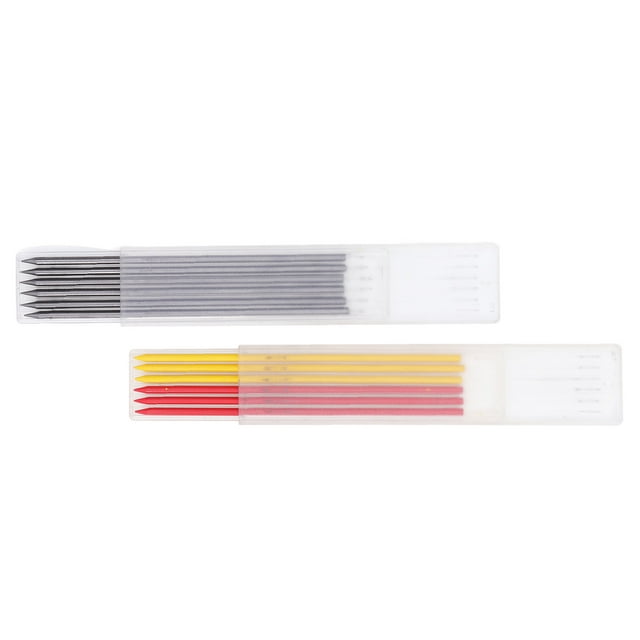 12Pcs HB Carpenter Pencil Refill Set 2.8mm Black Red Yellow Mechanical Deep Hole Carpenter Pencil Refill Kit