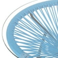 thumbnail image 2 of Hayk Outdoor Modern Faux Rattan Side Table with Tempered Glass Top, Blue and Black, 2 of 11