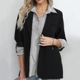 thumbnail image 4 of HBFAGFB Long Sleeve Button up Shirts for Women Simple Versatile Work Clothes Daily Wear Black Size XXL, 4 of 7