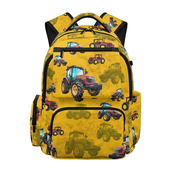 Yspwyqan Farm Tractor School Backpack for Kids, 600D Polyester Lightweight Boys Backpack, Fits 15.6 Laptop, Multi-Pocket for Elementary Middle Travel Daypack