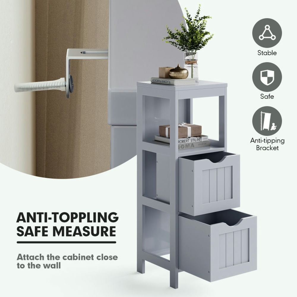 Finihen Bathroom Storage Cabinet, Bathroom Floor Cabinet, Bathroom Floor Storage Cabinet with 2 Drawers for Small Space, for Bathroom, Living Room, Bedroom, Kitchen, Gray Finihen Bathroom Storage Cabinet, Bathroom Floor Cabinet, Bathroom Floor Storage Cabinet with 2 Drawers for Small Space, for Bathroom, Living Room, Bedroom, Kitchen, Gray