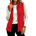 thumbnail image 4 of Tusihei Women's Zip Up Fleece Vest Collared Sleeveless Warm Soft Casual Outerwear Solid Basic Coat for Fall Winter Layering, Red XL, 4 of 9