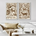 thumbnail image 3 of IDEA4WALL Framed Canvas Print Wall Art Set Wildlife Deers And Birds Fine Art Wall Decorative Retro Countryside Forest Animals & Plants Prints Minimalist Artwork for Home Decor - White 24"x36"x2, 3 of 5